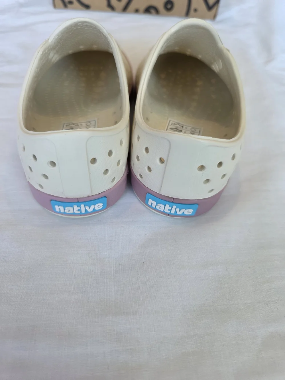 Native Kids Slip-On Water Shoes in Cream with Pink Accents